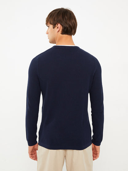 Crew Neck Long Sleeve Men's Knitwear Sweater