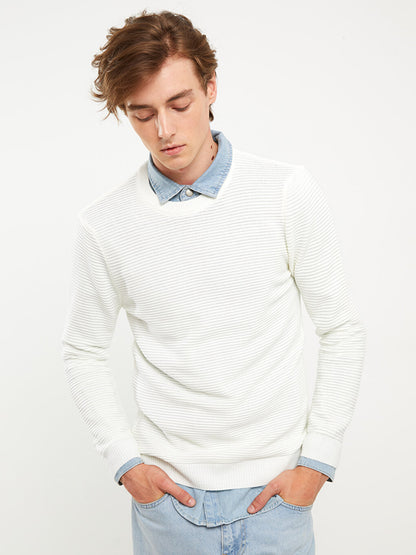 Crew Neck Long Sleeve Men's Knitwear Sweater