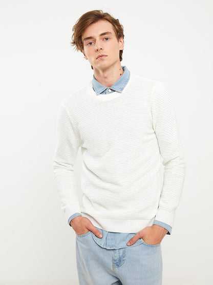 Crew Neck Long Sleeve Men's Knitwear Sweater