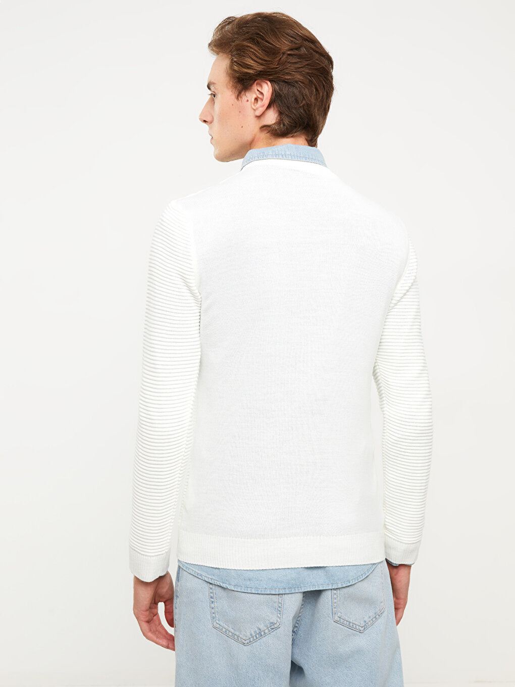 Crew Neck Long Sleeve Men's Knitwear Sweater