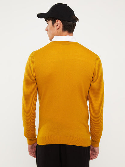 Crew Neck Long Sleeve Men's Knitwear Sweater