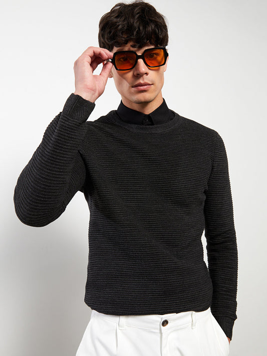 Crew Neck Long Sleeve Men's Knitwear Sweater