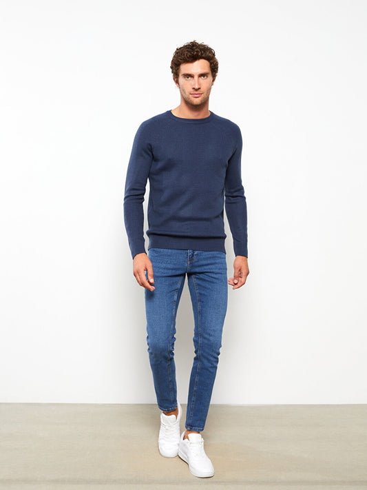 Crew Neck Long Sleeve Men's Knitwear Sweater