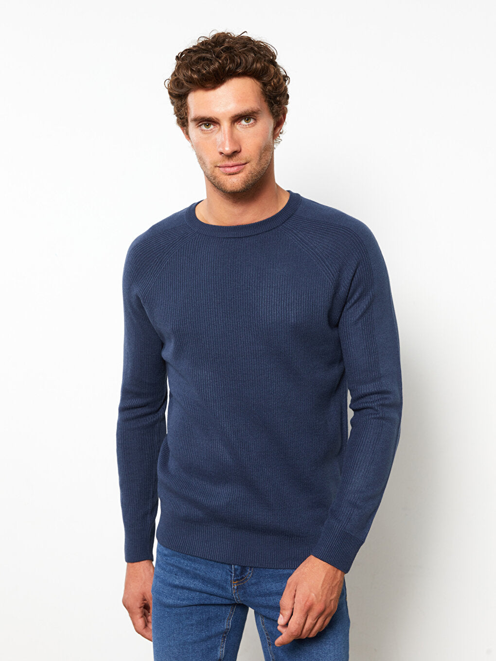 Crew Neck Long Sleeve Men's Knitwear Sweater