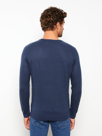 Crew Neck Long Sleeve Men's Knitwear Sweater