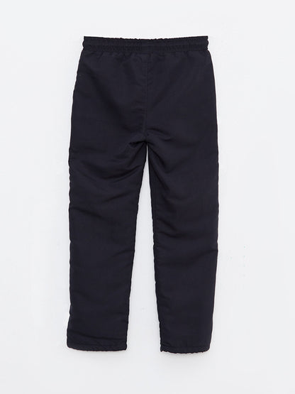 Basic Fleece Lined Boy's Trousers with Elastic Waist