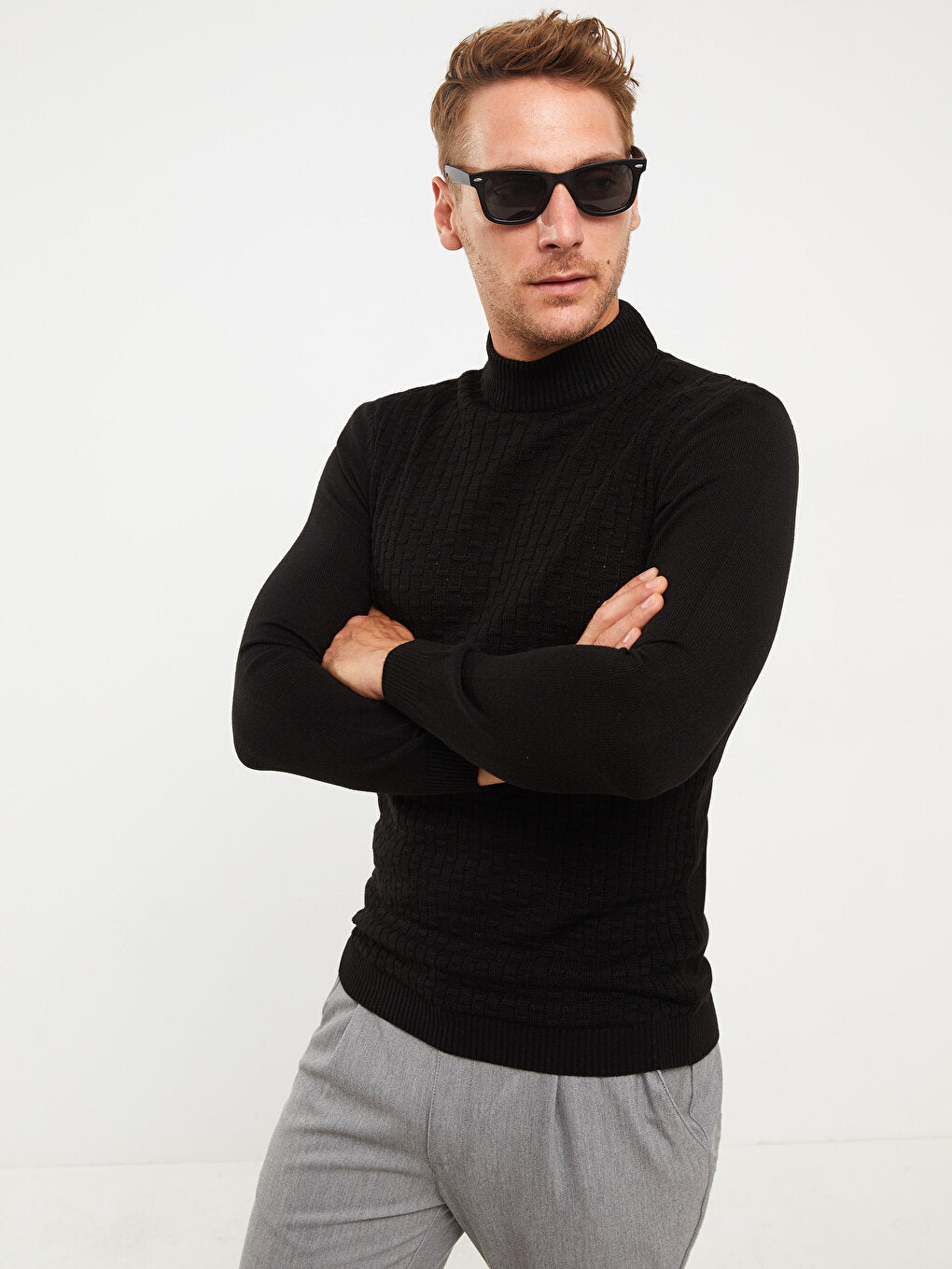 Half Turtleneck Long Sleeve Men's Knitwear Sweater