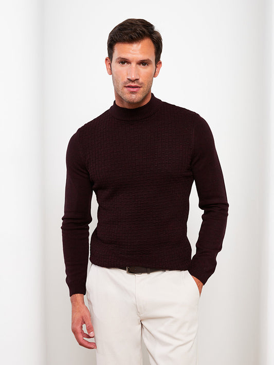 Half Turtleneck Long Sleeve Men's Knitwear Sweater