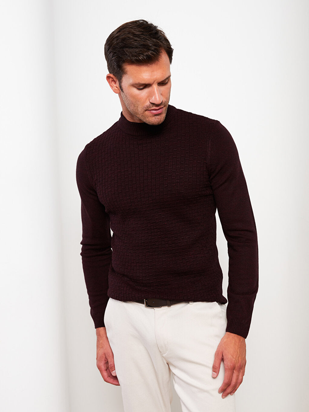 Half Turtleneck Long Sleeve Men's Knitwear Sweater