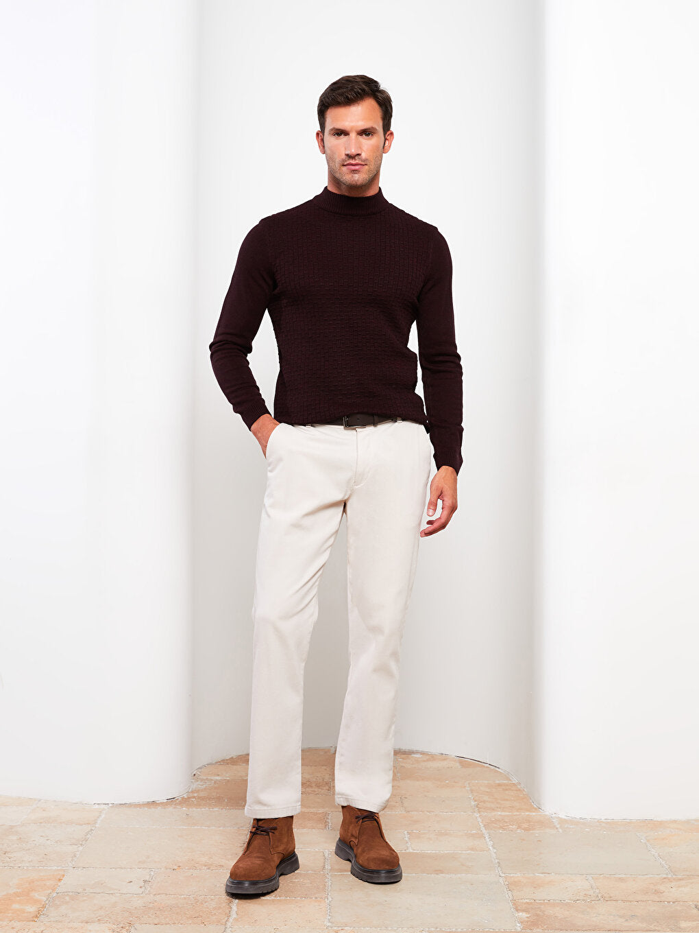 Half Turtleneck Long Sleeve Men's Knitwear Sweater