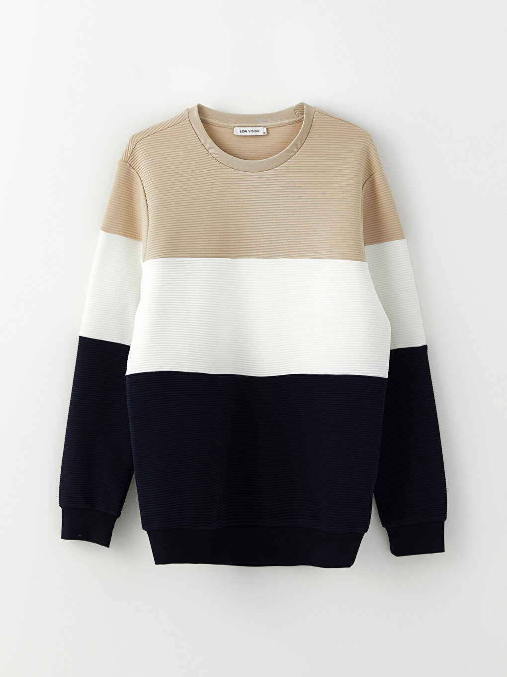 Crew Neck Long Sleeve Color Block Men's Sweatshirt