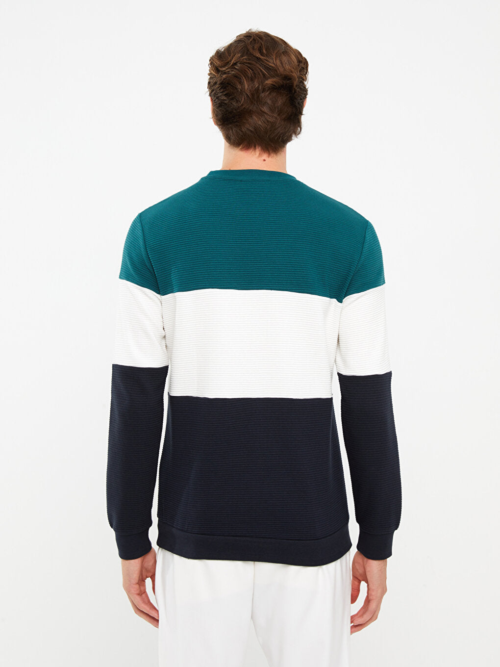 Crew Neck Long Sleeve Color Block Men's Sweatshirt