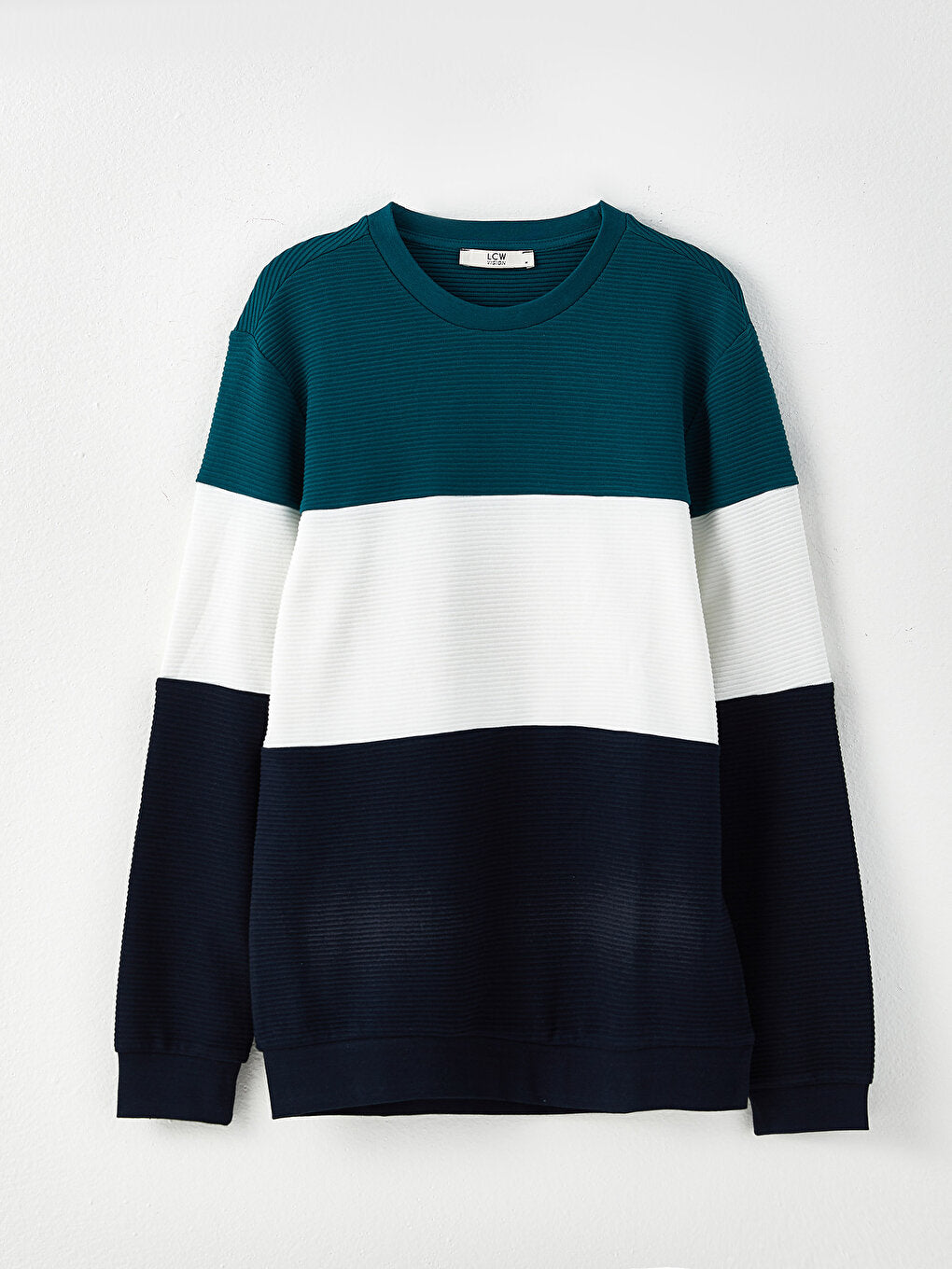 Crew Neck Long Sleeve Color Block Men's Sweatshirt