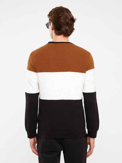 Crew Neck Long Sleeve Color Block Men's Sweatshirt