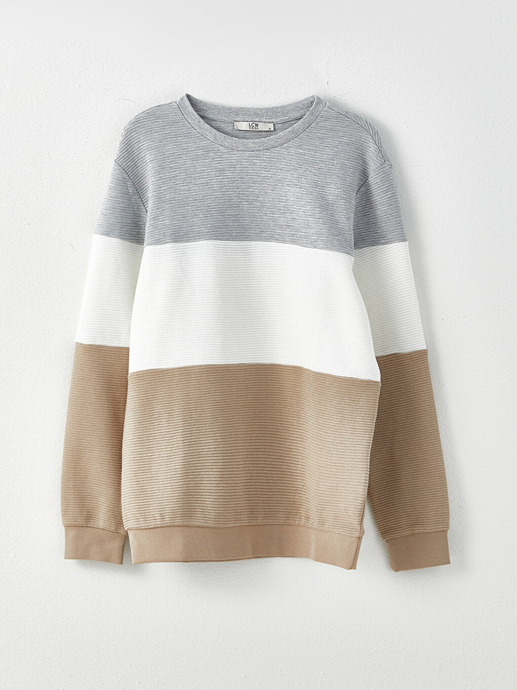 Crew Neck Long Sleeve Color Block Men's Sweatshirt