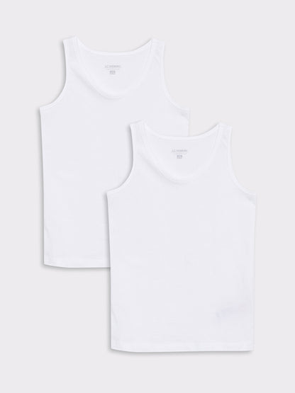 Crew Neck Basic Cotton Boys Undershirt 2-pack