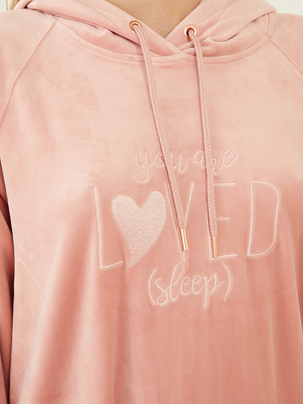 Hooded Embroidered Long Sleeve Women's Pajama Top