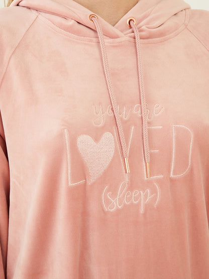 Hooded Embroidered Long Sleeve Women's Pajama Top