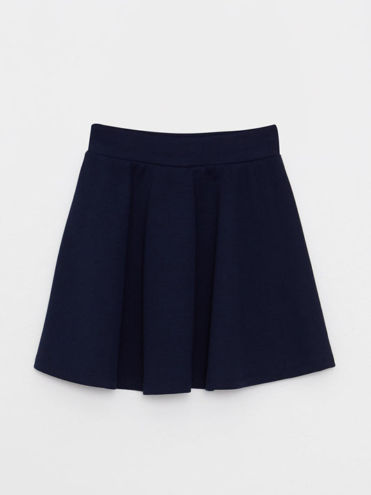 Basic Girl's Flared Skirt with Elastic Waist