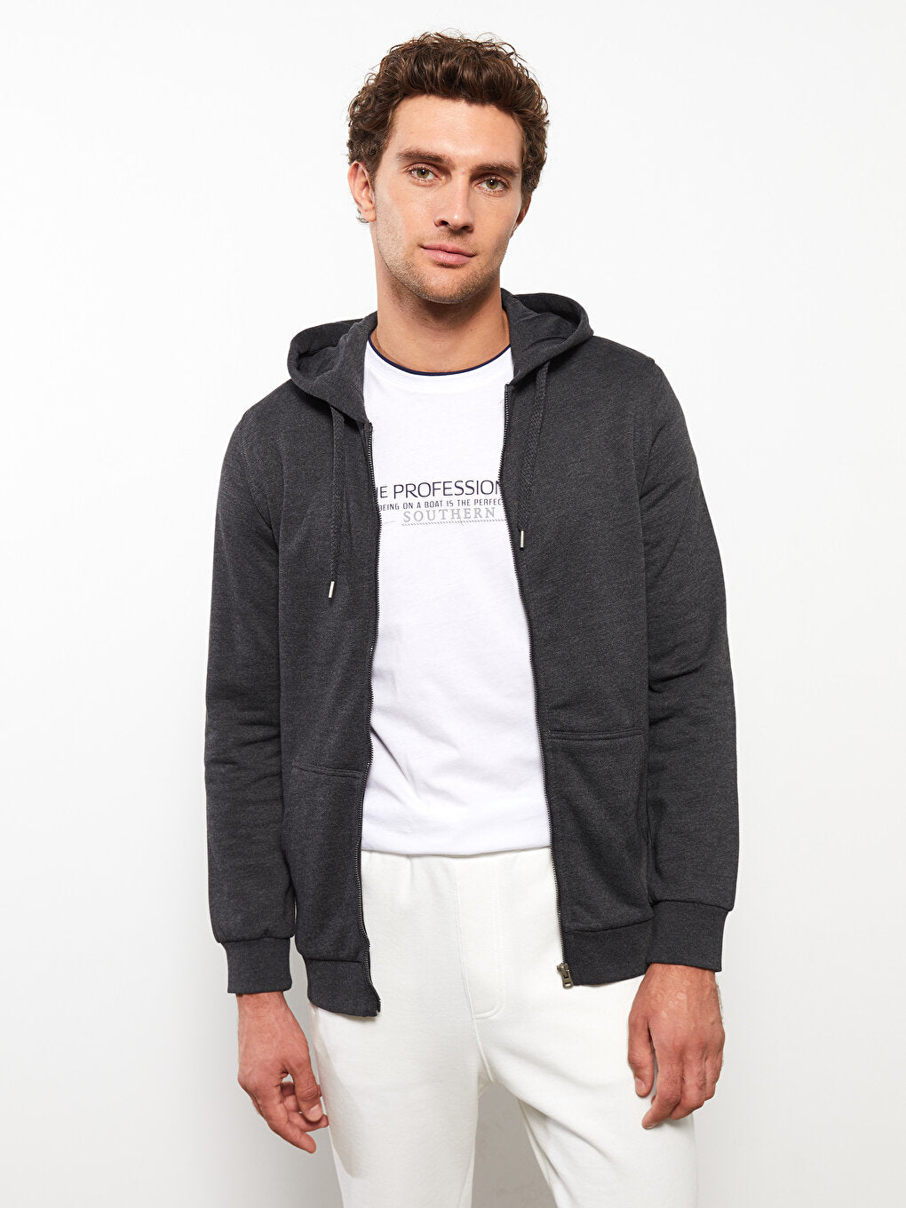 Comfortable Fit Hooded Men's Sports Cardigan