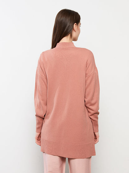 Half Turtleneck Plain Long Sleeve Women's Knitwear Tunic