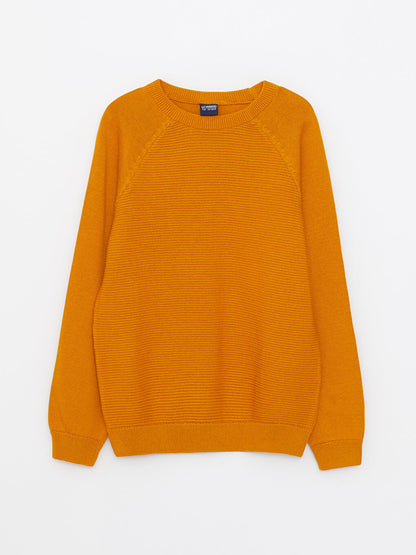 Crew Neck Basic Long Sleeve Boy's Knitwear Sweater