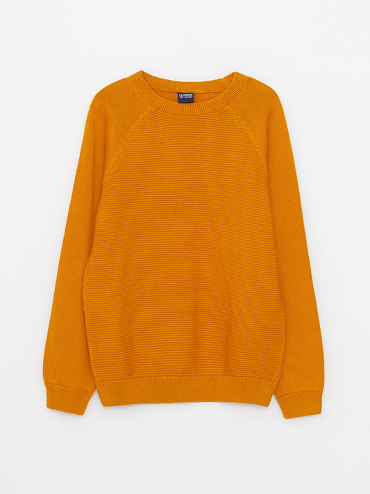 Crew Neck Basic Long Sleeve Boy's Knitwear Sweater