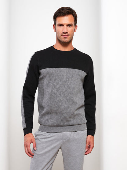 Crew Neck Long Sleeve Color Block Men's Sweatshirt