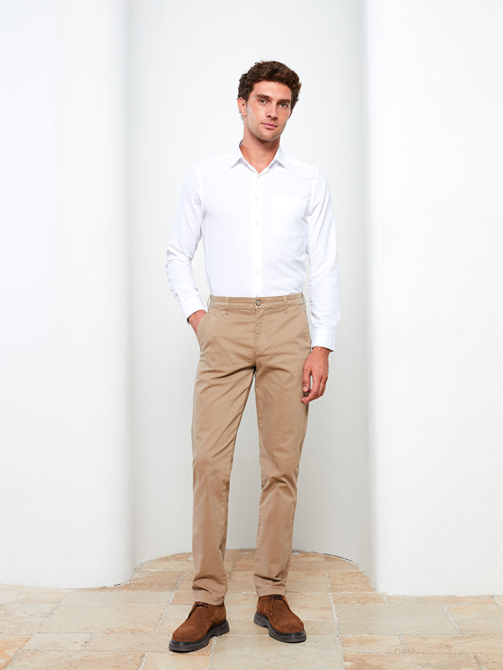 Slim Fit Gabardine Men's Chino Trousers