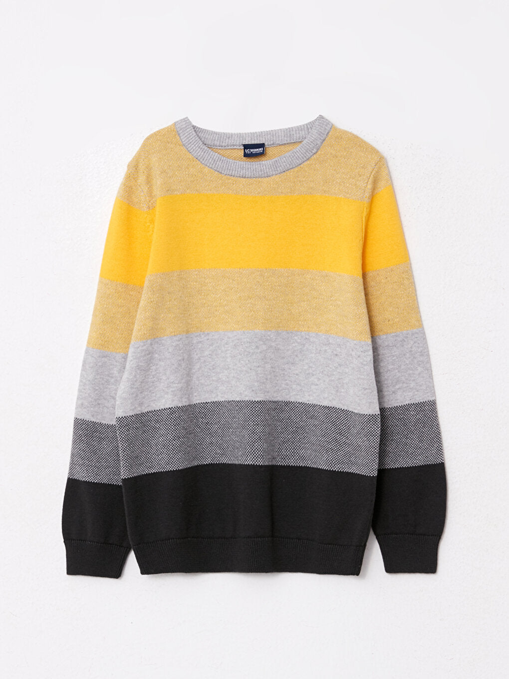 Crew Neck Striped Long Sleeve Boy's Knitwear Sweater