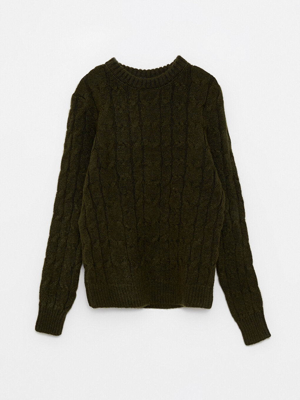 Crew Neck Long Sleeve Self Patterned Boy's Knitwear Sweater