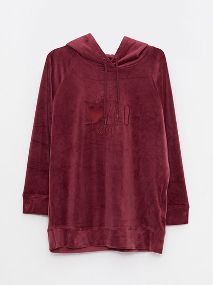 Hooded Printed Long Sleeve Velvet Women's Pajama Top