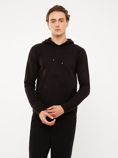 Hooded Long Sleeve Men's Knitwear Sweater