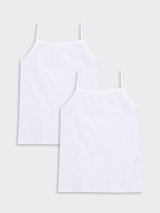 Square Neck Basic Strappy Cotton Girl's Undershirt 2-pack