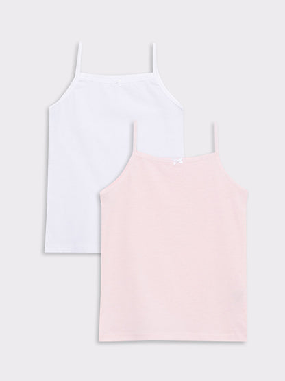 Square Neck Basic Strappy Cotton Girl's Undershirt 2-pack