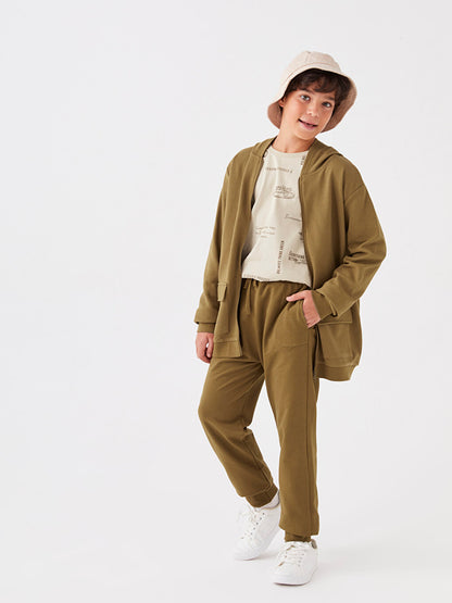 Basic Organic Cotton Boys' Jogger Sweatpants with Elastic Waist