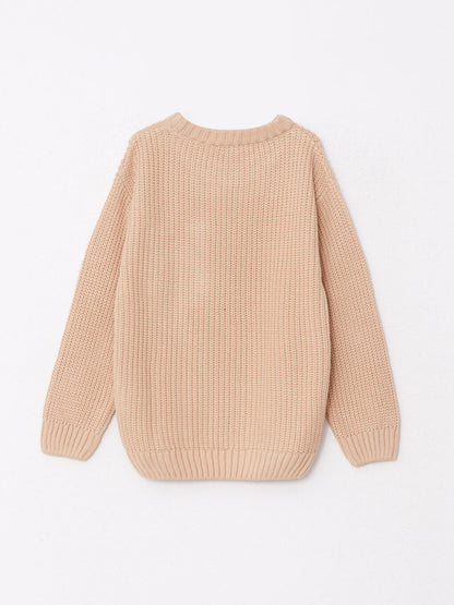 Crew Neck Basic Long Sleeve Boy's Knitwear Sweater