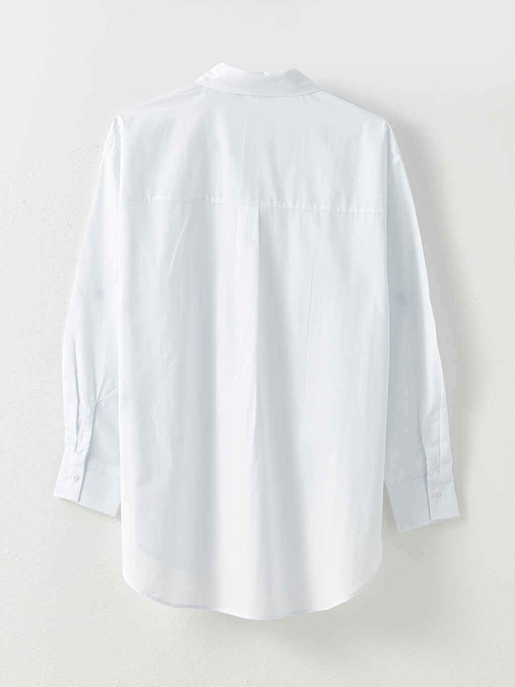 Front Button Closure Plain Long Sleeve Poplin Women's Shirt