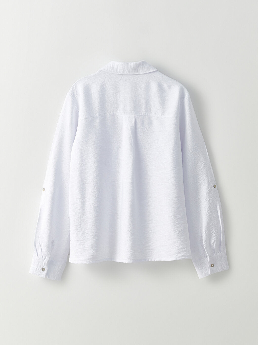 Front Button Closure Plain Long Sleeve Women's Shirt