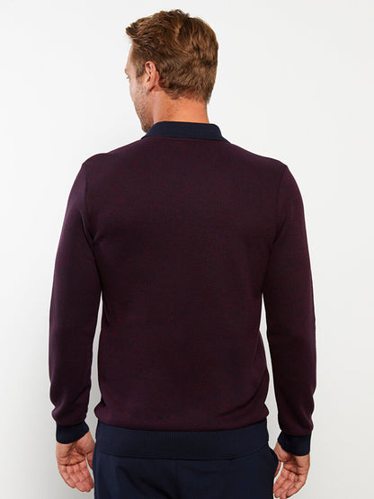 Polo Neck Long Sleeve Men's Sweatshirt