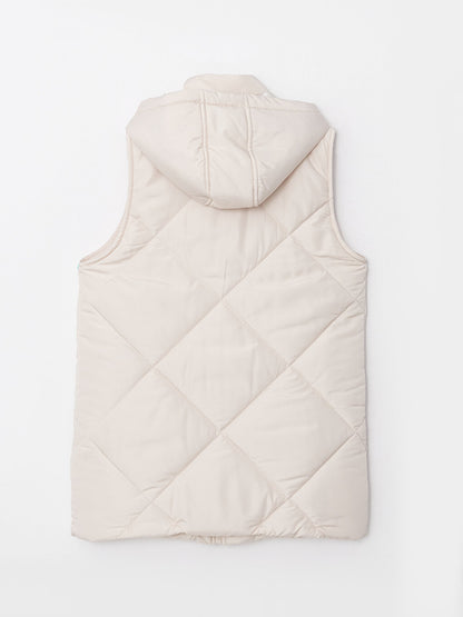 Hooded Quilted Patterned Women's Puffer Vest