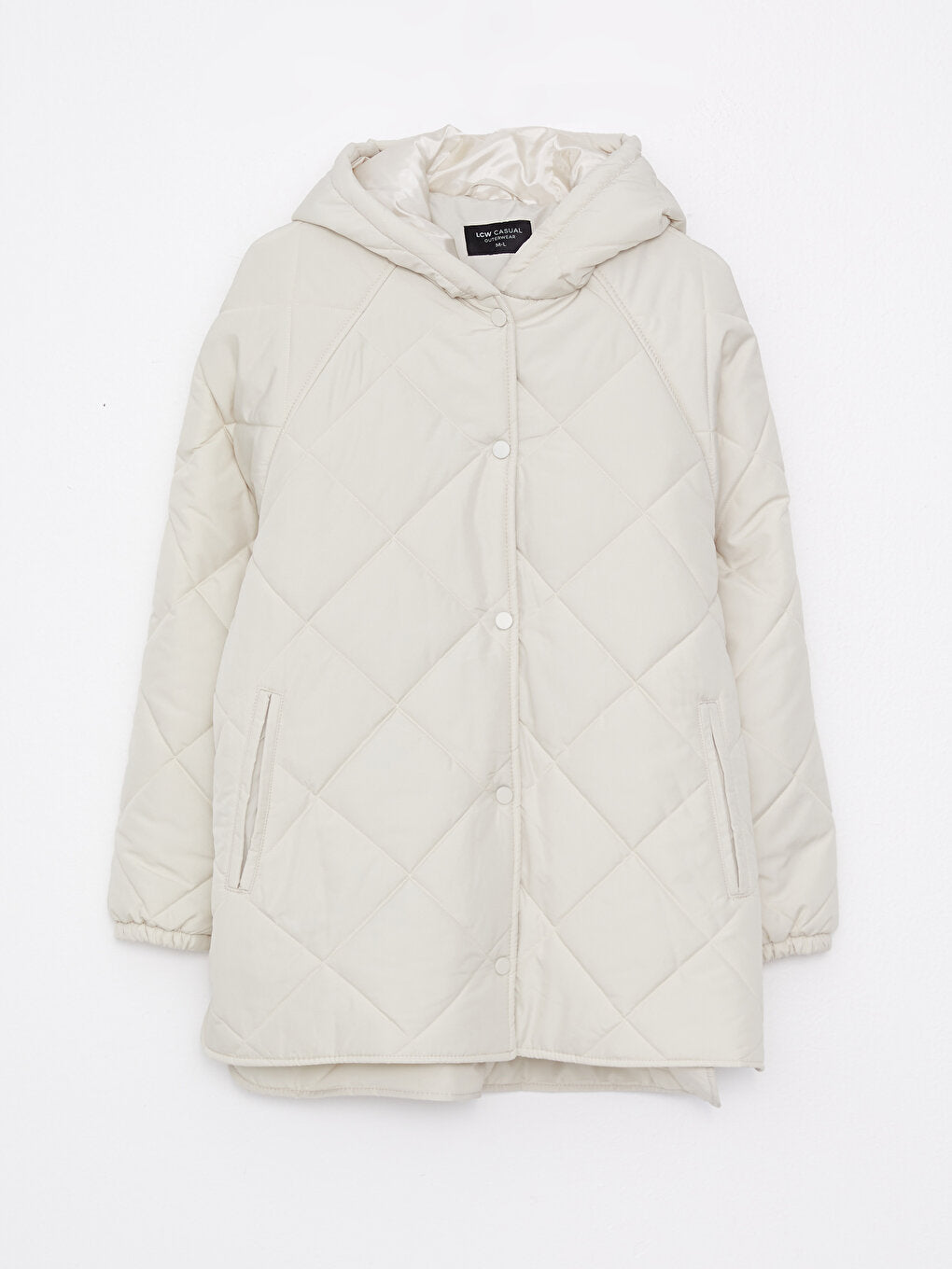 Hooded Quilted Patterned Long Sleeve Women's Puffer Coat