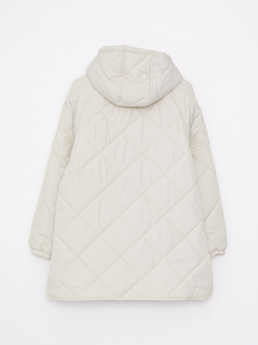 Hooded Quilted Patterned Long Sleeve Women's Puffer Coat