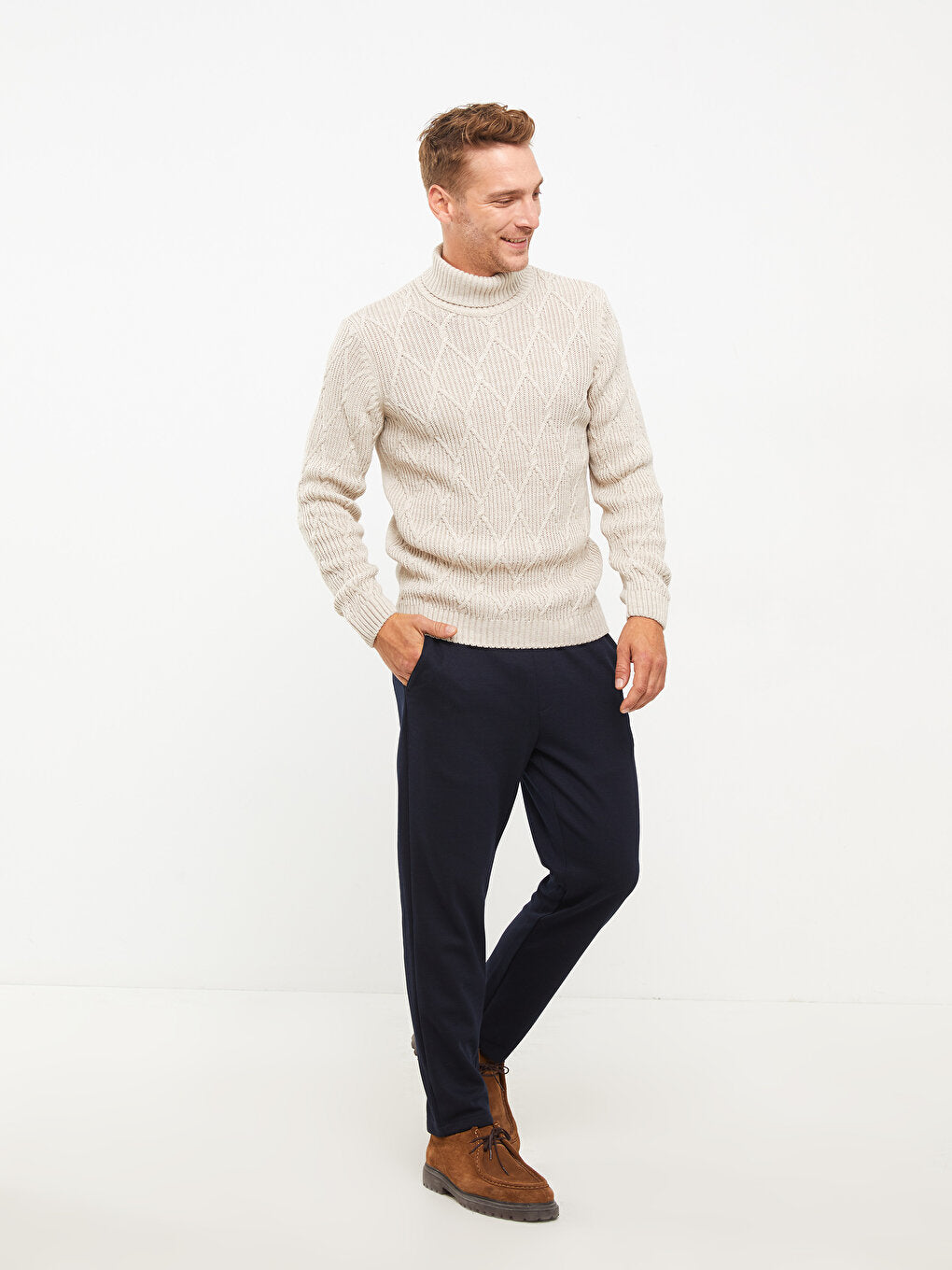 Turtleneck Long Sleeve Men's Knitwear Sweater