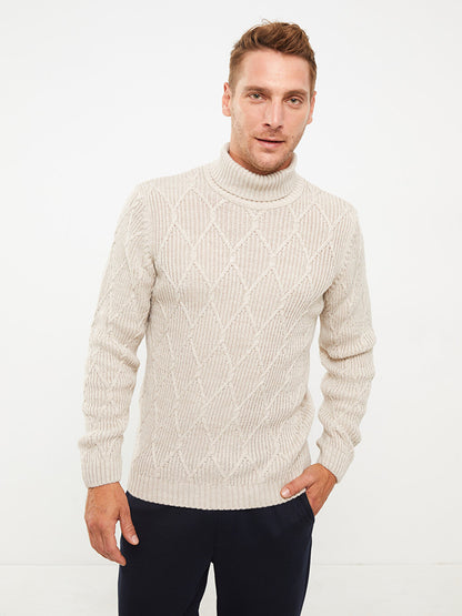 Turtleneck Long Sleeve Men's Knitwear Sweater