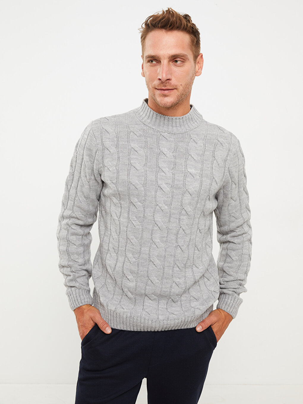 Half Turtleneck Long Sleeve Men's Knitwear Sweater