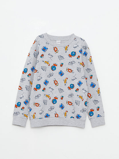 Crew Neck Printed Long Sleeve Boy's Sweatshirt