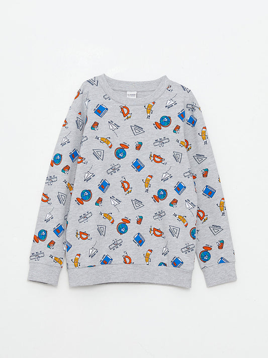 Crew Neck Printed Long Sleeve Boy's Sweatshirt