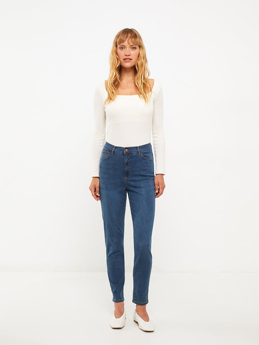 Slim Fit Straight Pocket Detailed Women's Jean Trousers