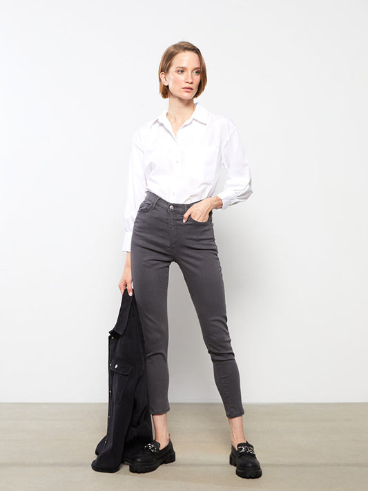 Slim Fit Straight Pocket Detailed Women's Jean Trousers